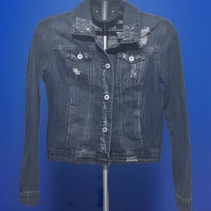 Ci Sono Vintage Denim Jacket Ripped Distressed style Blue Size Medium